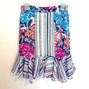 Melissa Paige ruffle hem multi print skirt PM
